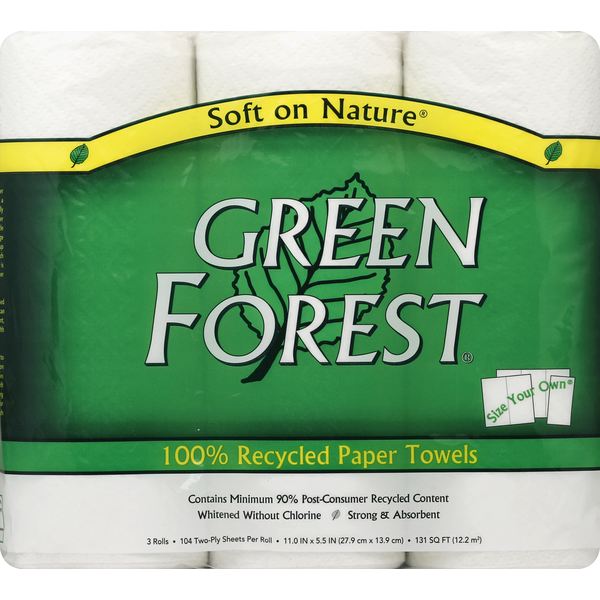 Green Forest Paper Towels - 100% Recycled, Two-Ply, Custom Size