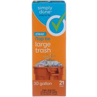 Simply Done Flap Tie Large Trash Bags, Clear