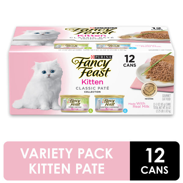 Purina Fancy Feast Pâté humide pour chaton sans céréales - Pack de variétés