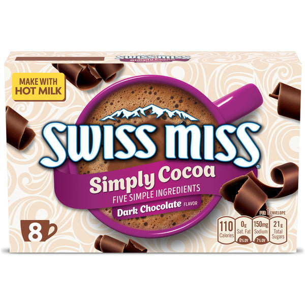 Swiss Miss Simply Cocoa Mezcla de Chocolate Caliente con Sabor a Chocolate Oscuro