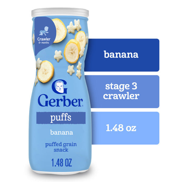 Gerber Etapa 3 Puffs de Plátano - Snack de Grano Inflado para Bebés