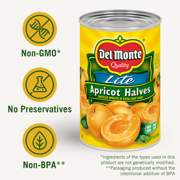 Mitades de Albaricoque Lite Del Monte en Jarabe Extra Ligero