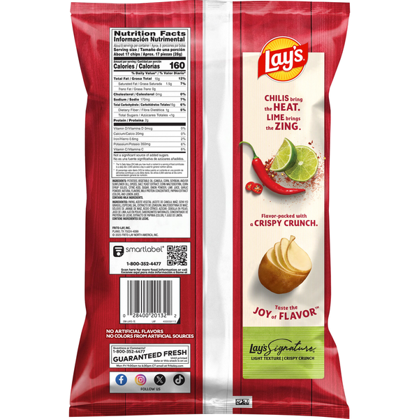 Chips de pomme de terre Lay's Chili Limón