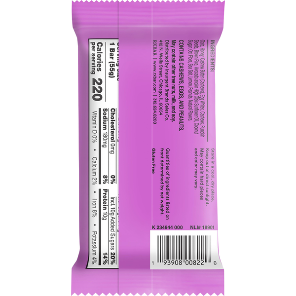 RXBAR Barra de Proteína de Mantequilla de Anacardo con Limón y Miel