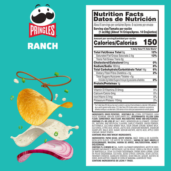 Pringles Ranch Potato Crisps - 5.5 oz Snack Delight