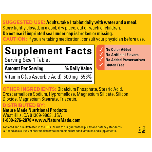 Nature Made Vitamin C 500 mg Tablets