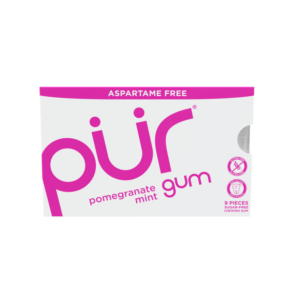 Chicle con Sabor a Granada y Menta PÜR - Sin Aspartame, 100% Xilitol