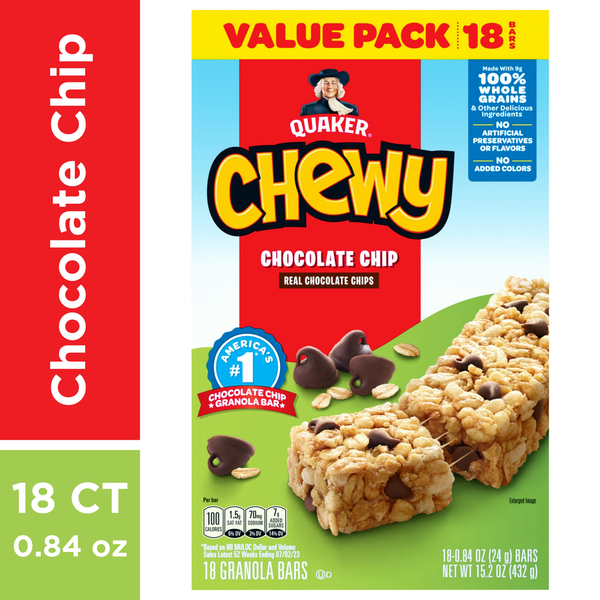 Quaker Chewy Granola Bars, Chocolate Chip - Pack