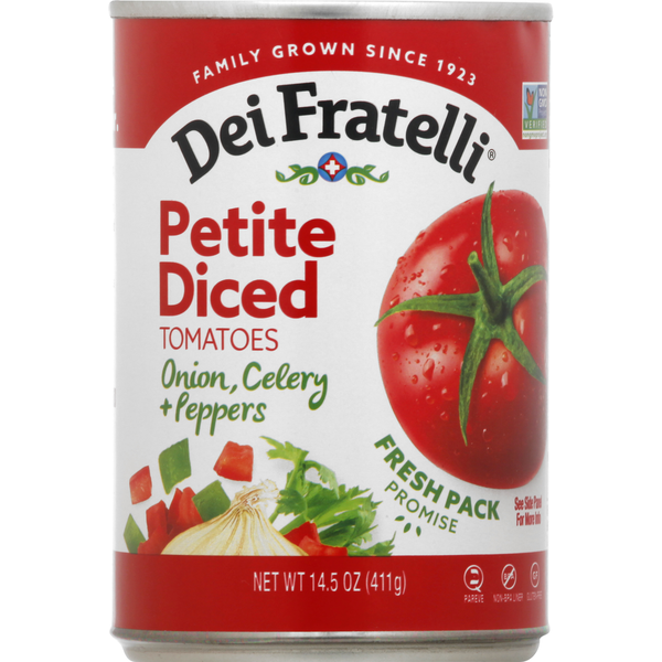 Tomates Diced Petite Dei Fratelli con Cebolla, Apio y Pimientos