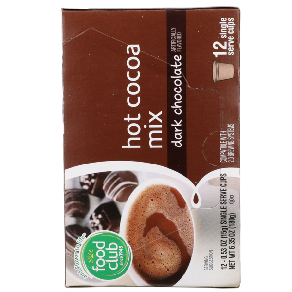 Food Club Mezcla de Chocolate Caliente con Sabor a Chocolate Oscuro en Tazas de Servicio Individual