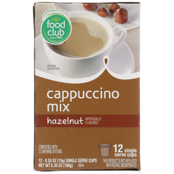 Mélange de cappuccino aux noisettes Food Club en capsules individuelles