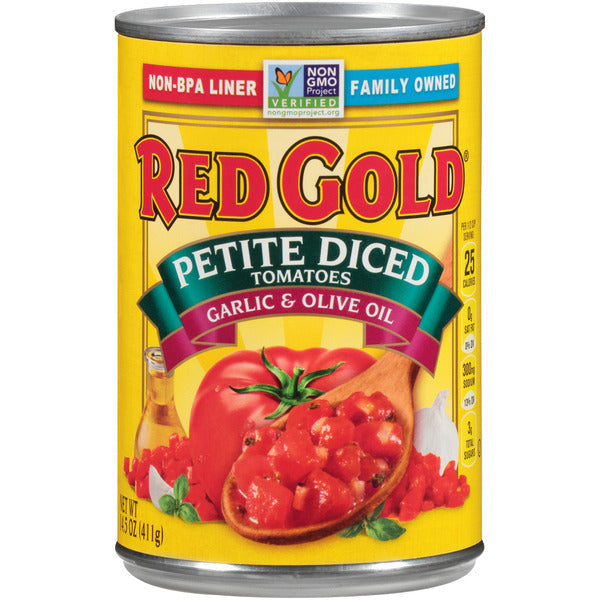 Red Gold Petite Diced Tomatoes with Garlic & Olive Oil