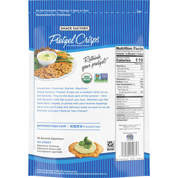 Snack Factory Prétzel Crisps Bio Saveur Originale