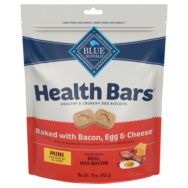 Biscuits Mini pour Chiens Blue Buffalo Cuits au Bacon, Œuf et Fromage