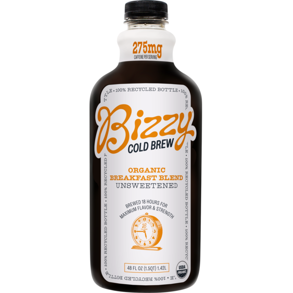 Bizzy Cold Brew Organic Coffee, Breakfast Blend, Unsweetened