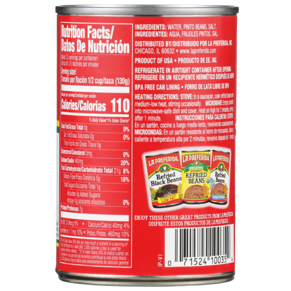 La Preferida Vegan Refried Beans - Fat Free