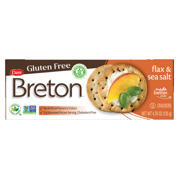 Dare Breton Crackers, Gluten Free, Flax & Sea Salt