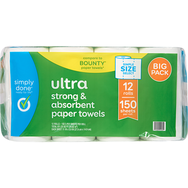 Essuie-tout Ultra Simply Done - Résistant et Absorbant, Grand Paquet
