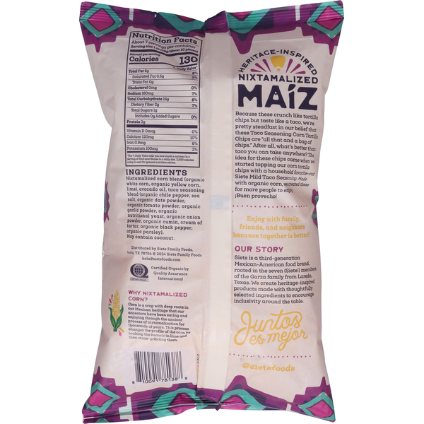 Siete Chips de Tortilla de Maíz con Sazonador de Taco