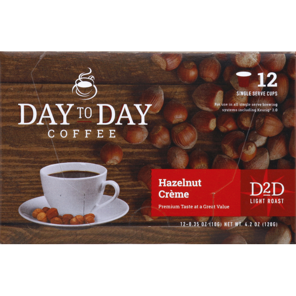 Cafés en dosettes individuelles Hazelnut Creme Light Roast de Day to Day Coffee