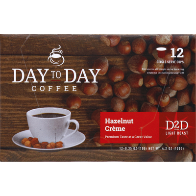 Cafés en dosettes individuelles Hazelnut Creme Light Roast de Day to Day Coffee