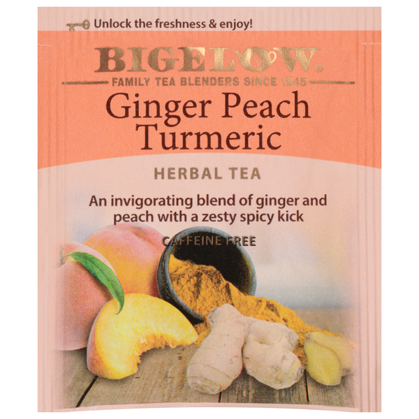 Bigelow Thé Herbal au Gingembre, Pêche et Curcuma en Sachets