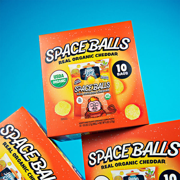 LesserEvil Space Balls Snack Pack Box with Real Cheese