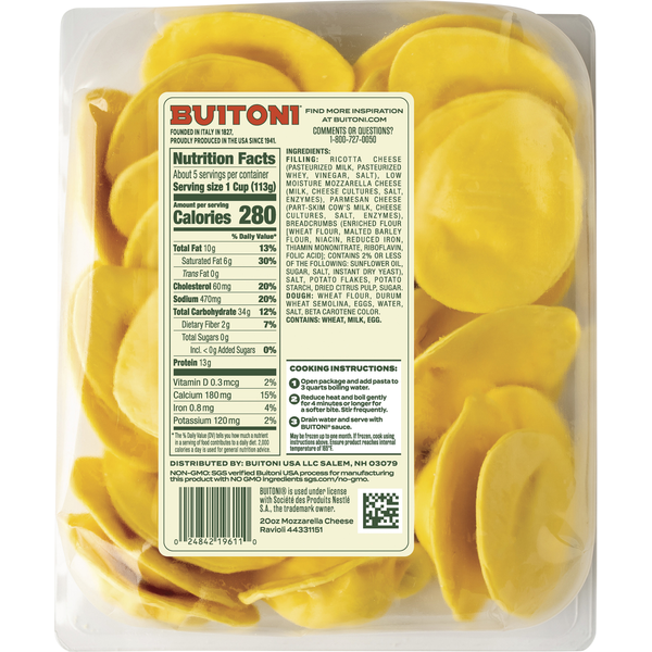 Ravioles de Queso Mozzarella Buitoni Tamaño Familiar