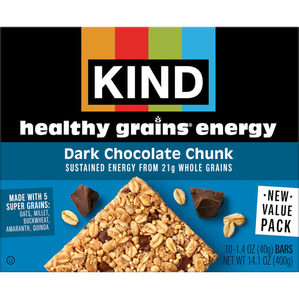 Barres énergétiques KIND aux morceaux de chocolat noir et grains sains - 10 unités