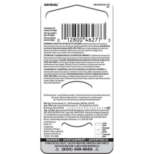 RAYOVAC 2032 Lithium Coin Cell Batteries - Reliable Power Source