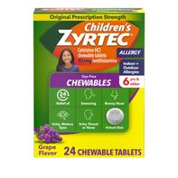 ZYRTEC 24 Hr Allergy Chews for Ages 6+, Grape Flavor