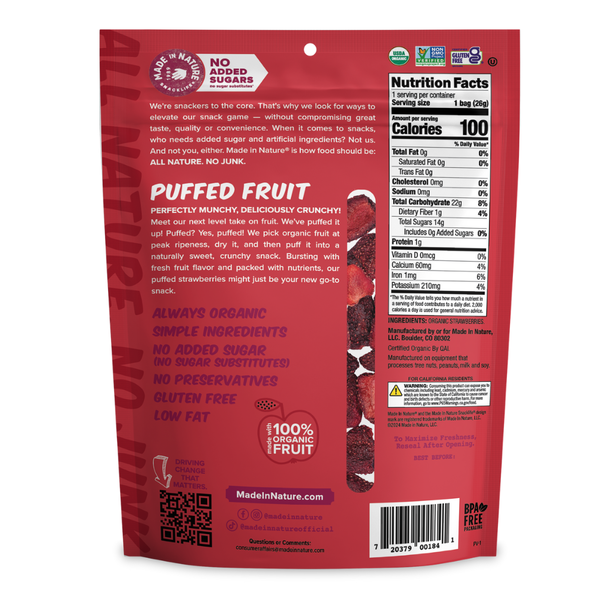 Made In Nature Fruits Puffés Biologiques - Fraise