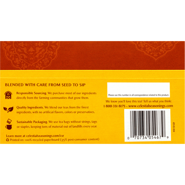 Celestial Seasonings Thé en sachets Chai épicé d'Inde décaféiné