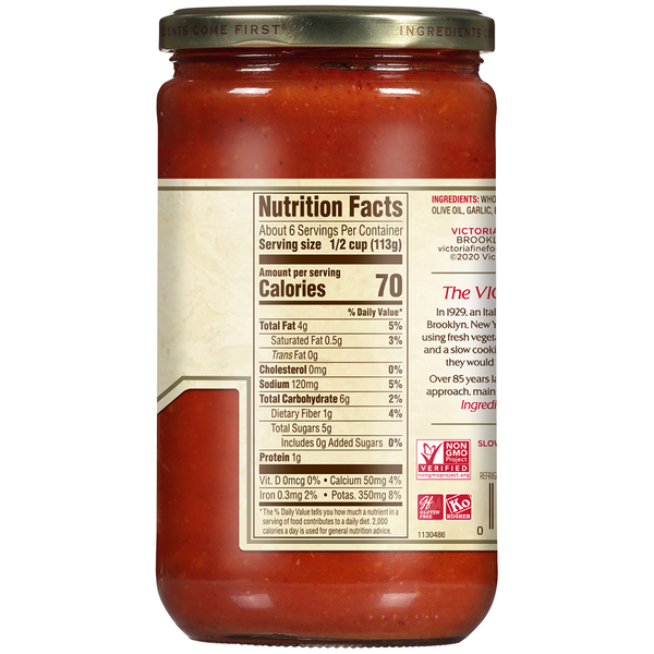 Sauce Marinara à Faible Teneur en Sodium Victoria