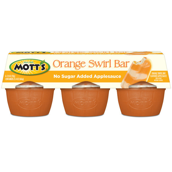 Mott's Compote de Pommes Orange Tourbillon Sans Sucre Ajouté, 6 Comptoirs