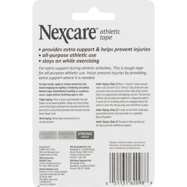 Nexcare Athletic Tape - Strong Hold for Sports, 1.5 Inch