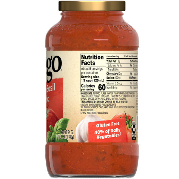 Salsa de Pasta Prego con Tomate, Albahaca y Ajo