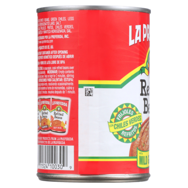 La Preferida Refried Beans with Mild Green Chiles