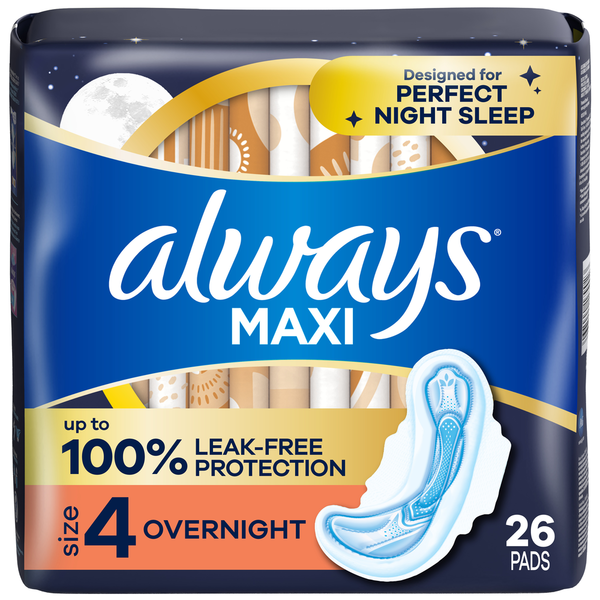 Always Maxi Serviettes de Nuit avec Ailes, Taille 4