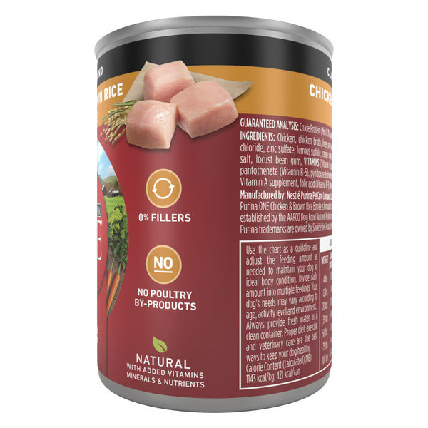 Purina ONE Classic Ground Chicken et Riz Brun Entrée pour Chiens