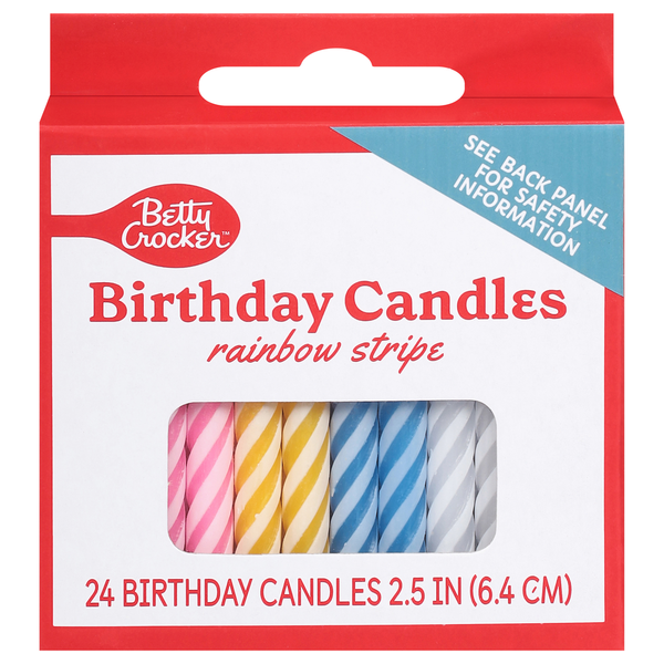 Bougies d'anniversaire à rayures arc-en-ciel Betty Crocker