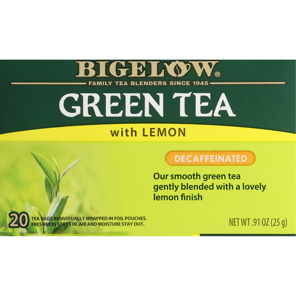 Bigelow Té Verde Descafeinado con Limón - Bolsitas de Té