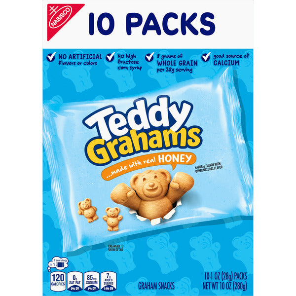 TEDDY GRAHAMS Honey Graham Snacks - 10 oz Kids Snack Packs