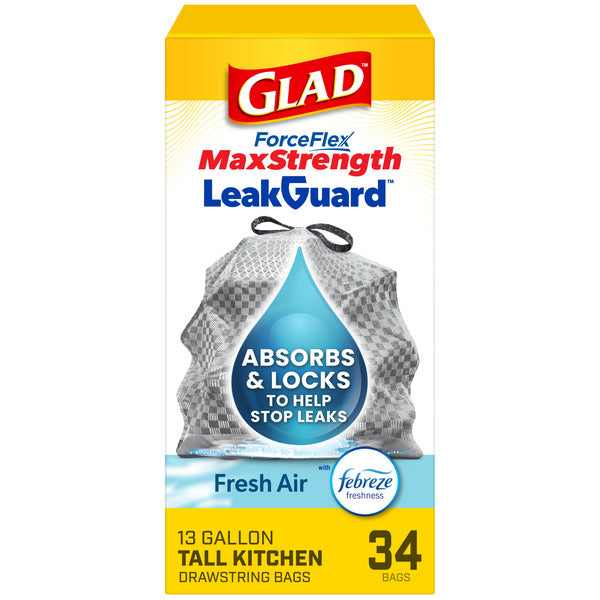 Sacs à ordures Glad ForceFlex MaxStrength LeakGuard, 13 gallons