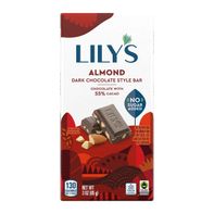 Barre de chocolat noir aux amandes LILY'S - Sans sucre ajouté, 85 g