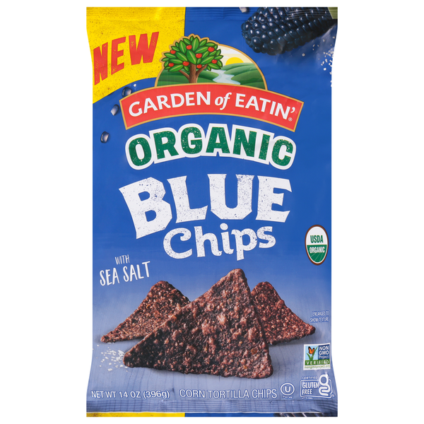 Chips de Tortilla de Maíz Azul Orgánico con Sal Marina de Garden of Eatin'
