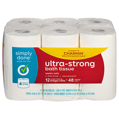 Simply Done Ultra-Fuerte Papel Higiénico Mega Rollos de 2 Capas
