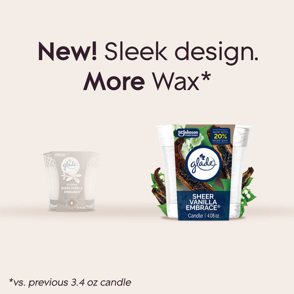 Bougie à mèche unique Glade - Étreinte de vanille douce