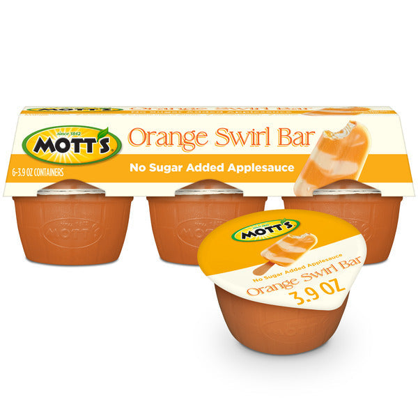 Mott's Compote de Pommes Orange Tourbillon Sans Sucre Ajouté, 6 Comptoirs