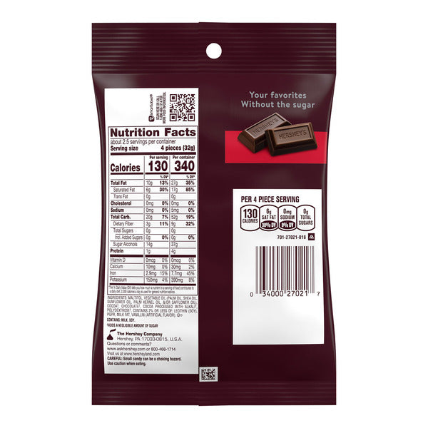 Hershey's SPECIAL DARK Chocolat Sans Sucre, 85 g